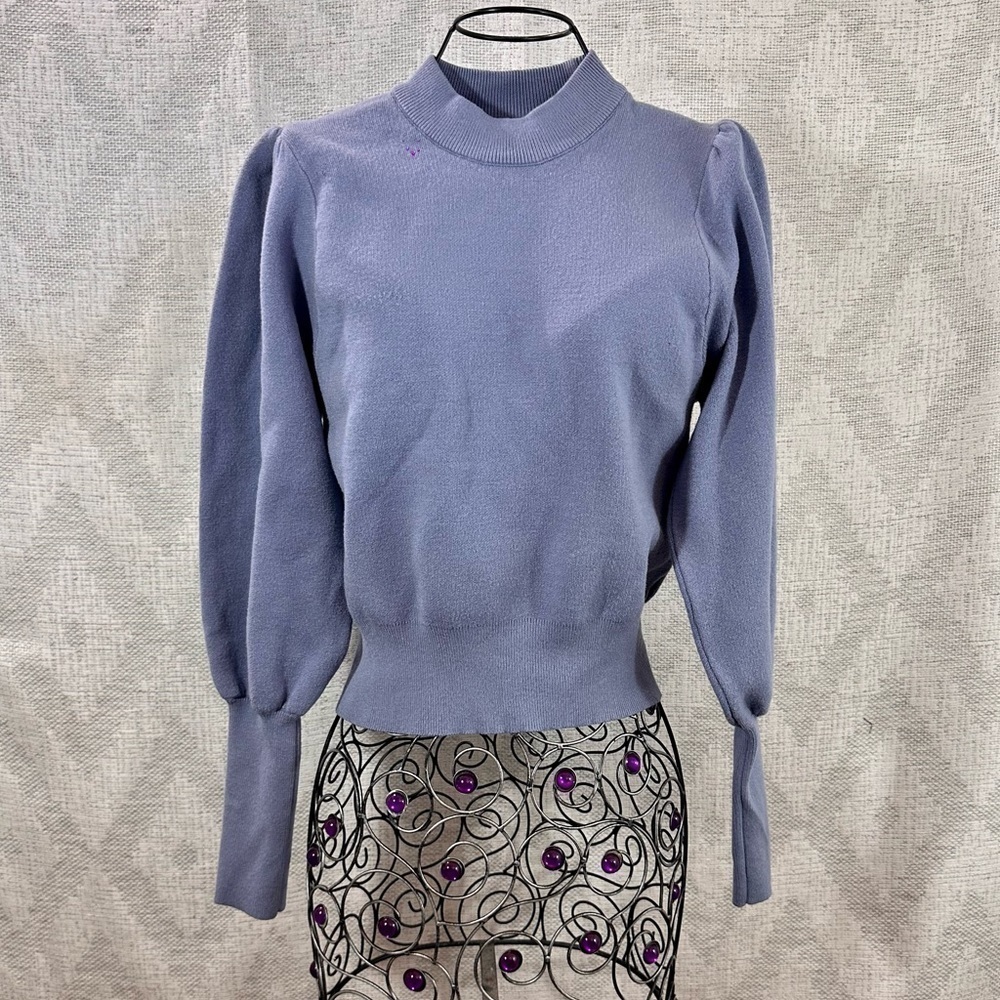 Industry Republic Clothing mock neck puff sleeve periwinkle sweater size M